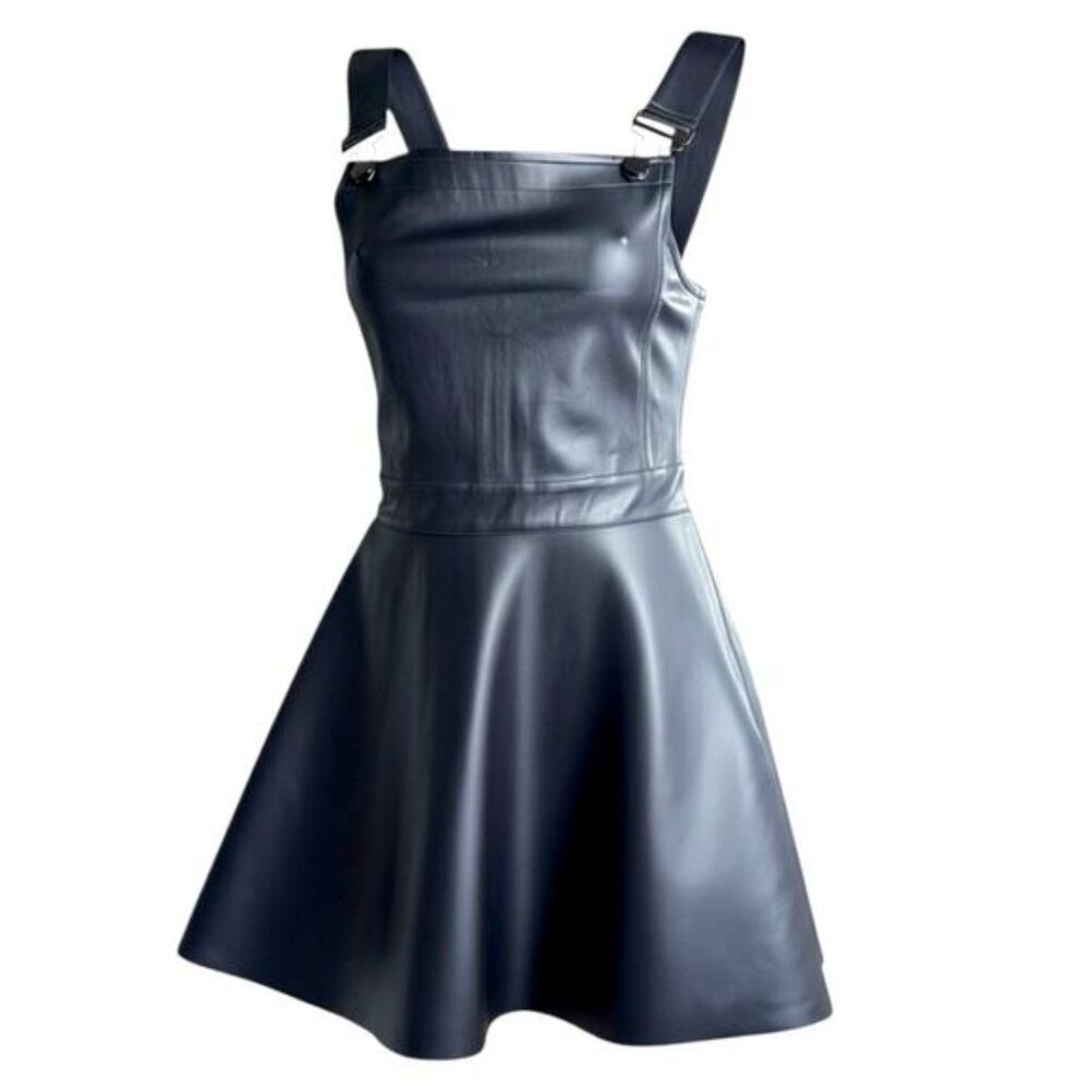 NWT Killstar Neve Black Faux Leather Pinafore Mini Dress Large KIHILIST